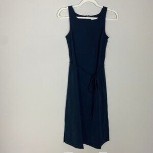 Ministry of Supply Swift Sheath Dress Womens XS Navy Blue Sleeveless Belted